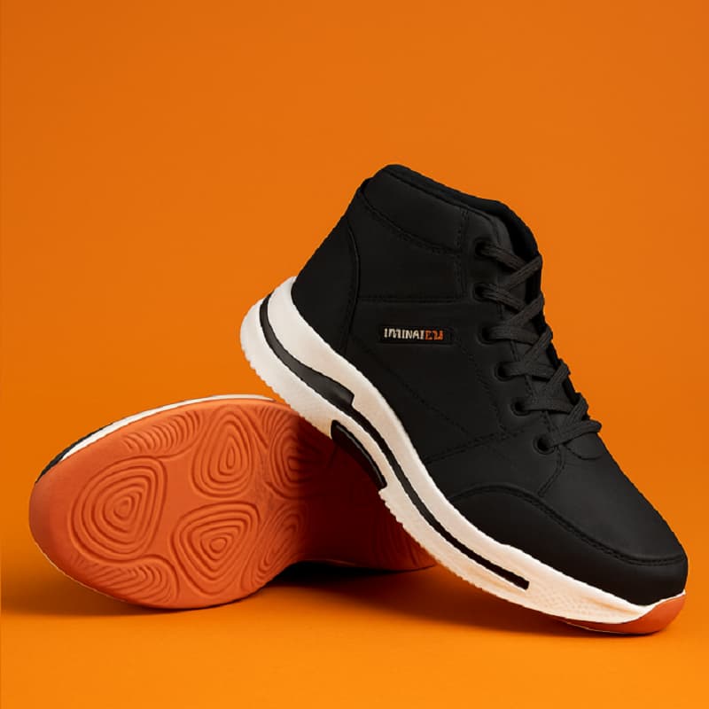 کفش ساقدار مردانه مشکی مدل EMTO